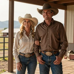 Wade and Annette, ranch-owner couple from Texas and Montana who married after meeting on MuchDating