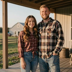 Katie and Dallyn, a country couple who met after a long-distance first date