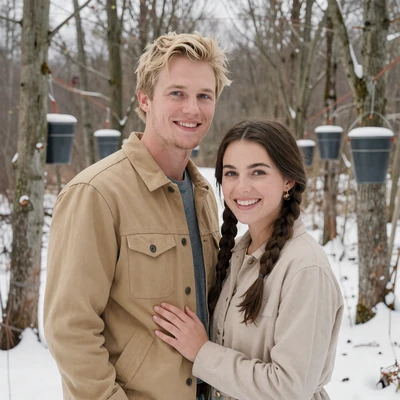 Elena and Mike, a city-to-country couple who met on MuchDating, walking through a Wyoming cattle pasture at golden hour after Elena left Chicago