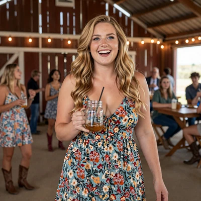 Country woman writing a dating profile on her front porch