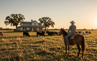 Affluent ranch couple on horseback - millionaire farmers dating